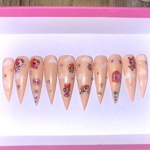 Power Puff Press Ons Stiletto